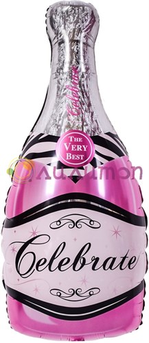 Фольгированный шар "Бутылка розового шампанского" - фото 10437