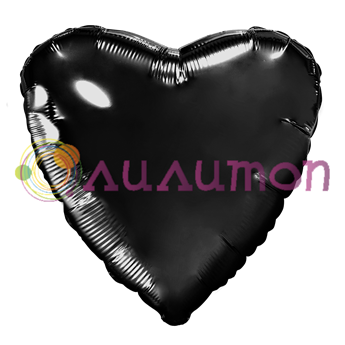 Фольгированное сердце, Черный 40см - фото 10532