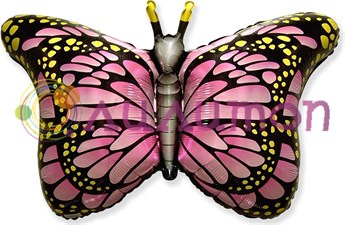 Фольгированный шар "Бабочка" розовый - фото 10573