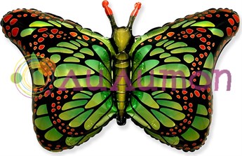 Фольгированный шар "Бабочка" зеленый - фото 10574