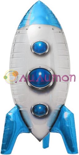 Фольгированный шар "3D Ракета" Синий - фото 10602