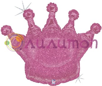 Фольгированный шар 'Корона голографическая' Розовый