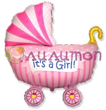 Фольгированный шар 'Коляска для девочки' Розовый