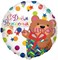 Фольгированный шар Круг "С Днем рождения" (мишка с подарком) - фото 10698