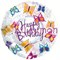 Фольгированный шар Круг "С Днем рождения" (бабочки) - фото 10707