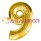 Фольгированный шар "Цифра 9" золотая - фото 4945